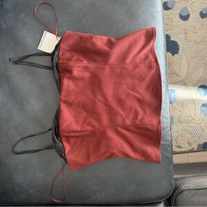 Reformation Red and Black Melanie Top